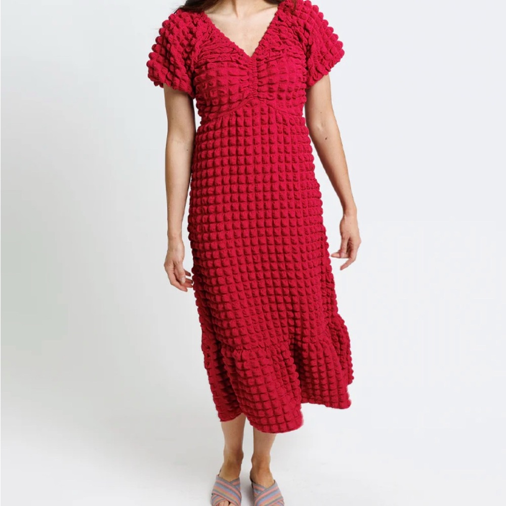 DownEast Textured Pink Midi Dress